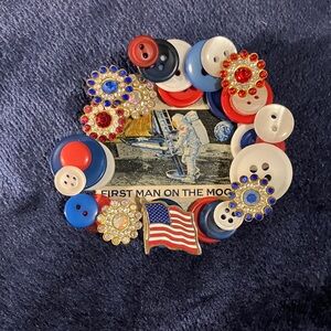 Handmade First Man on the Moon Button Brooch
